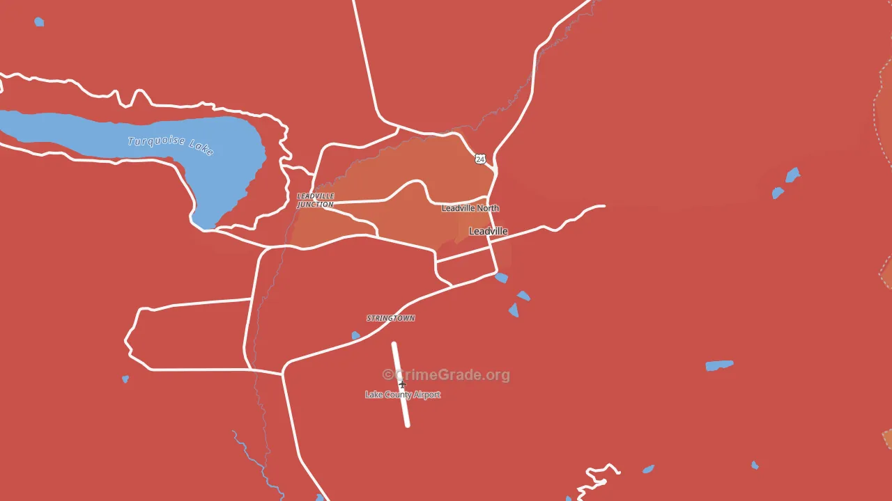 Leadville, CO Map of Robbery Rates