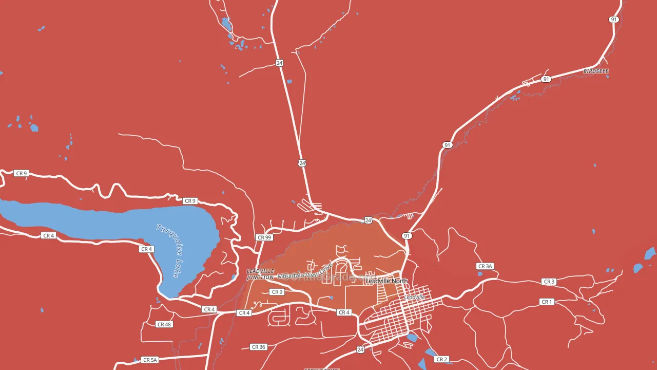 Leadville North, CO Map of Robbery Rates