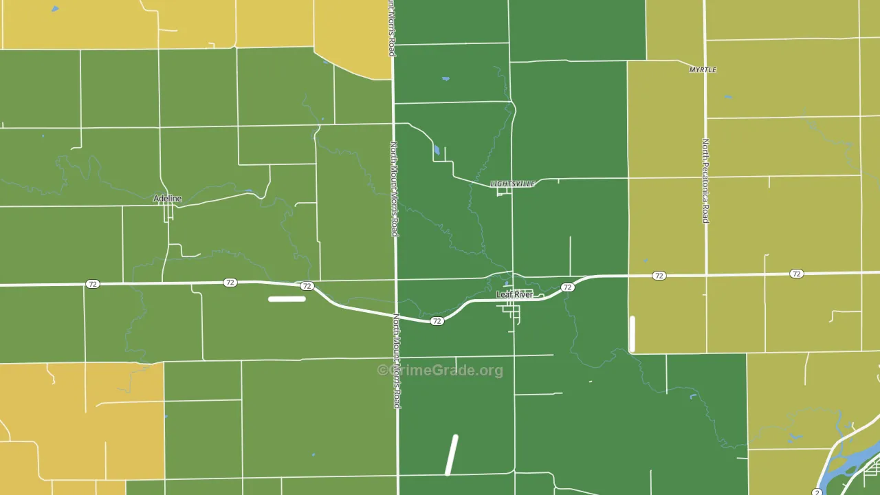 Leaf River, IL Map of Robbery Rates