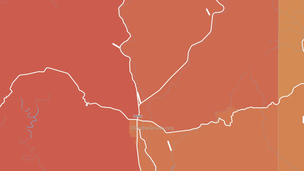 Leakey, TX Map of Robbery Rates