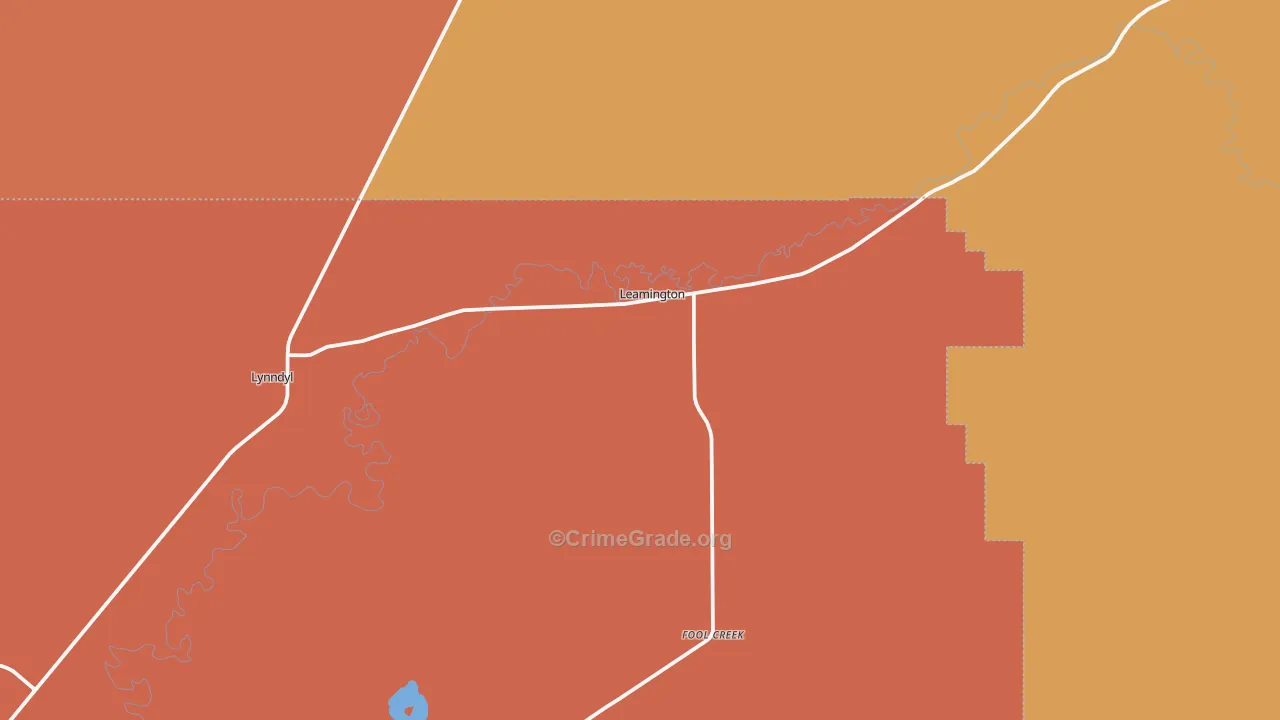 Leamington, UT Map of Robbery Rates
