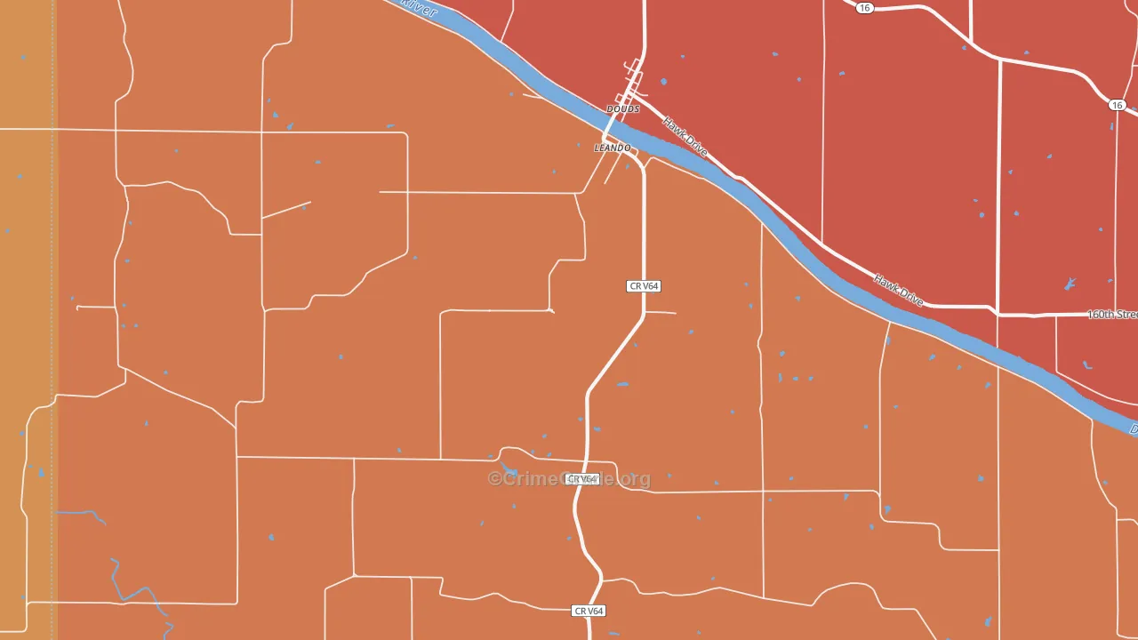 Leando, IA Map of Robbery Rates
