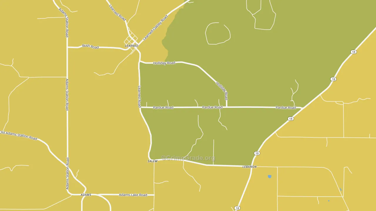 Learned, MS Map of Robbery Rates