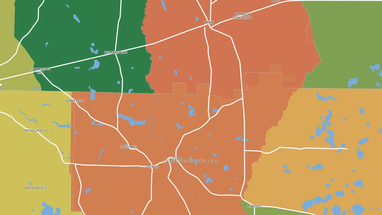 Leary, GA Map of Robbery Rates