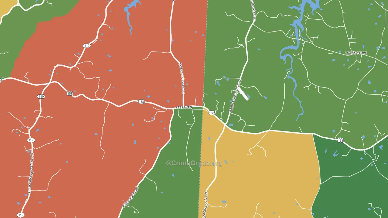 Leasburg, NC Map of Robbery Rates