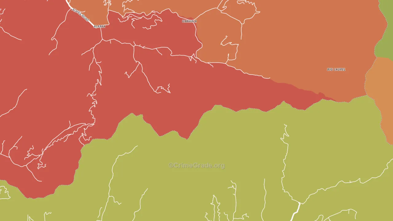 Leatherman, NC Map of Robbery Rates