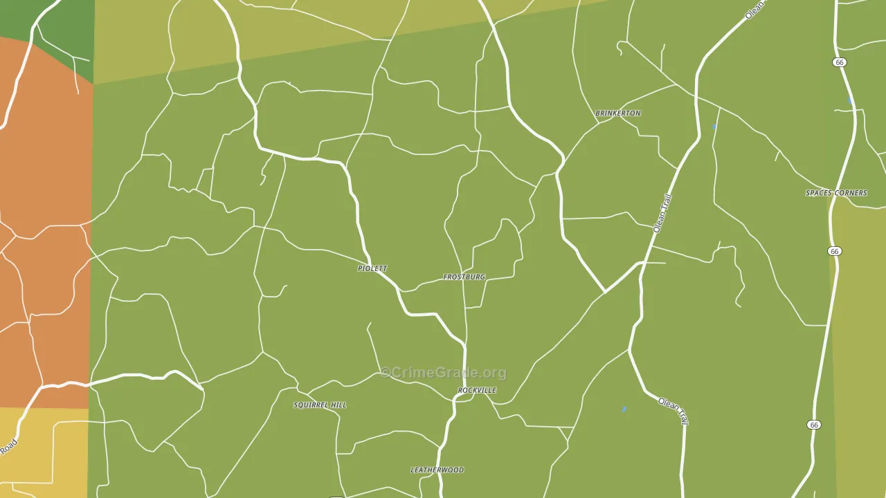 Leatherwood, PA Map of Robbery Rates