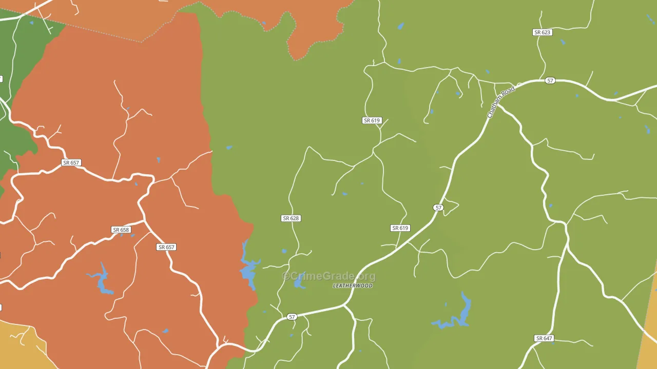 Leatherwood, VA Map of Robbery Rates
