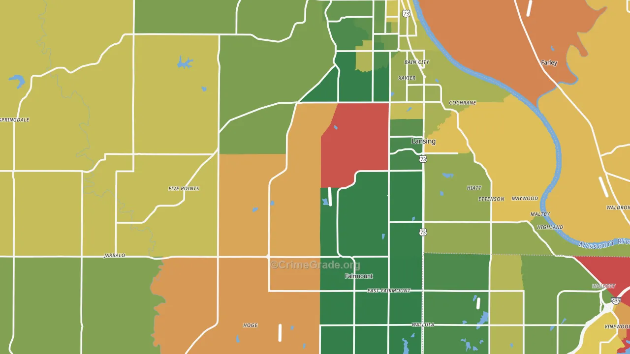 Leavenworth County, KS Map of Robbery Rates