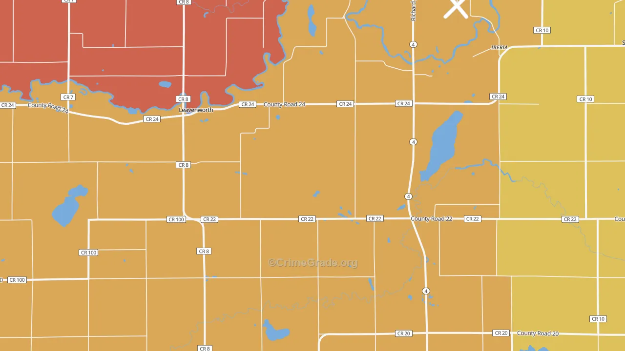 Leavenworth, MN Map of Robbery Rates
