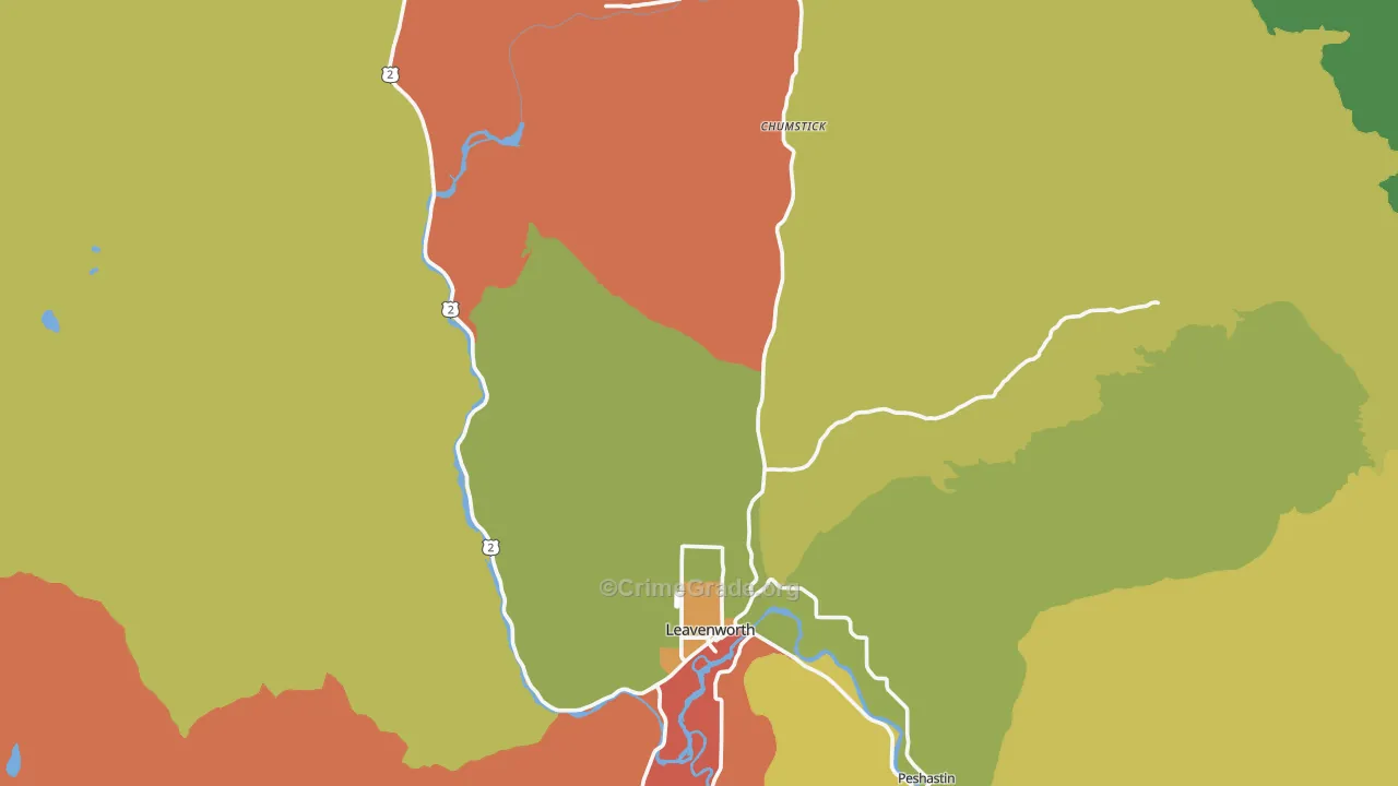 Leavenworth, WA Map of Robbery Rates
