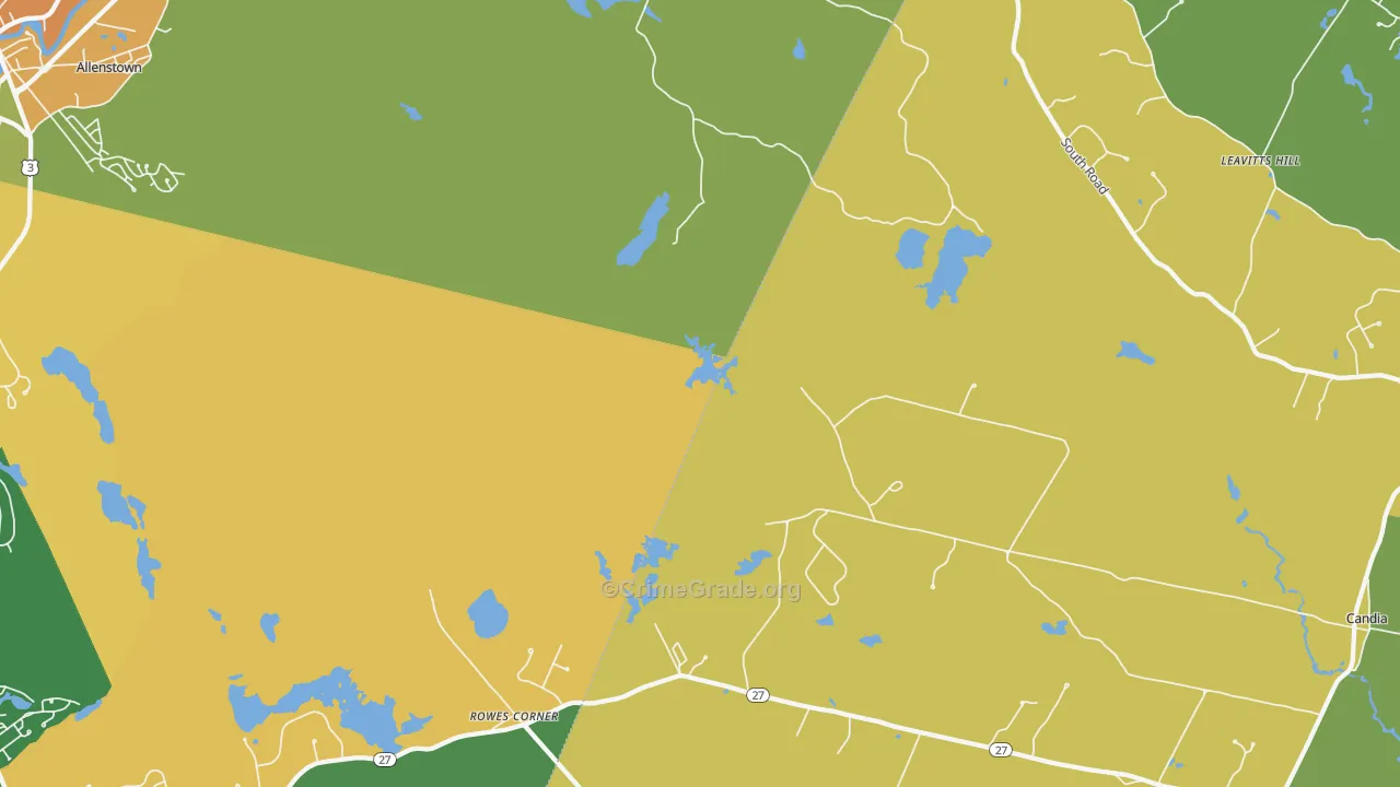 Leavitts Hill, NH Map of Robbery Rates