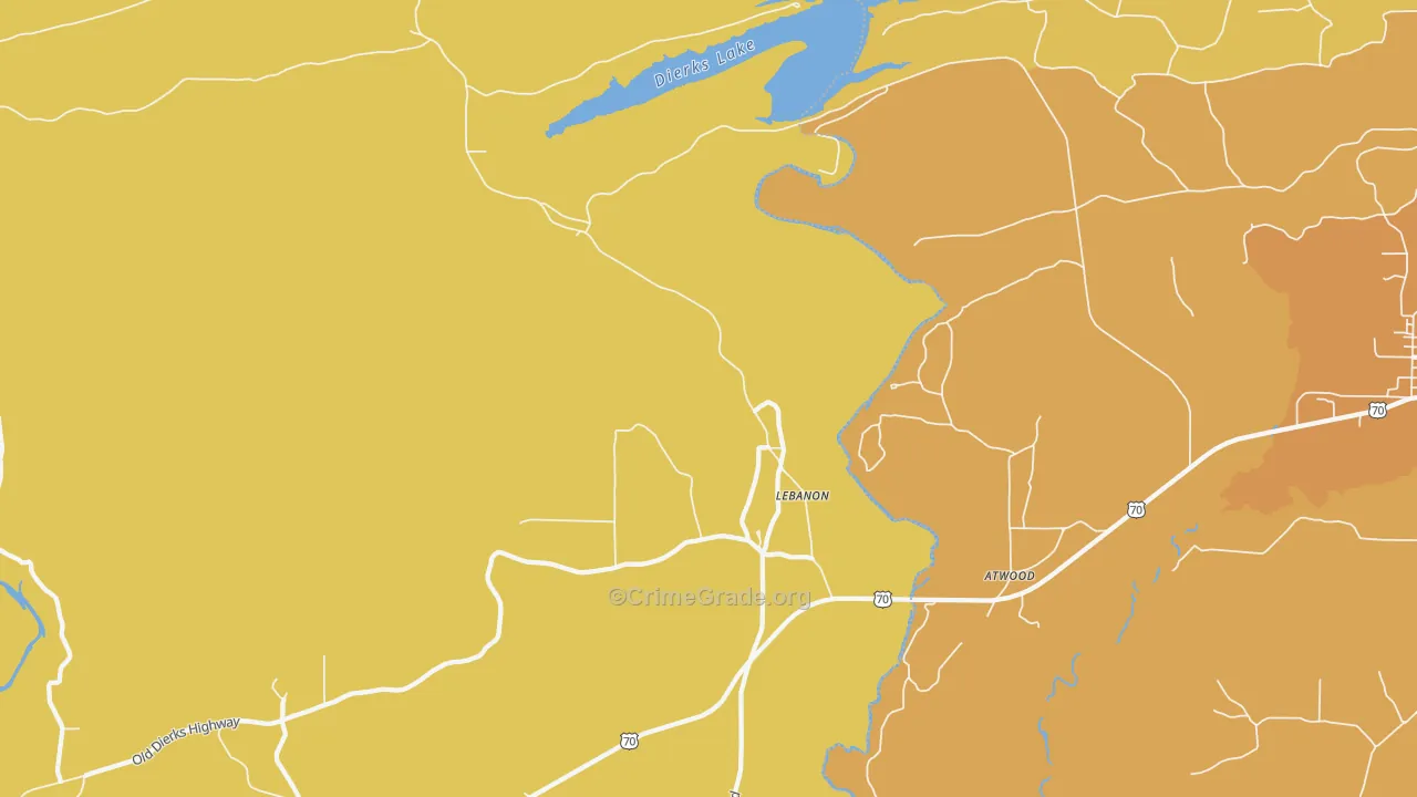 Lebanon, AR Map of Robbery Rates