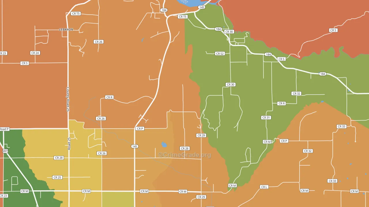 Lebanon, CO Map of Robbery Rates