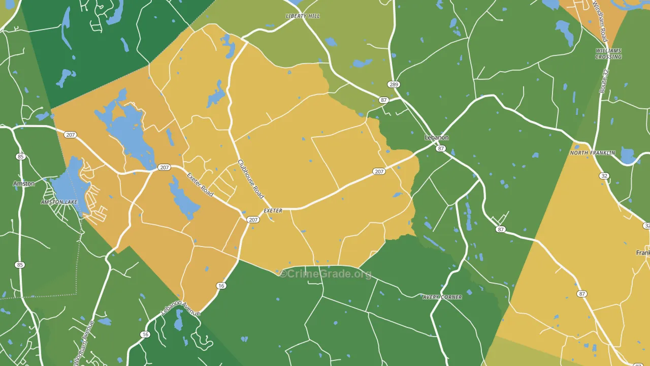 Lebanon, CT Map of Robbery Rates