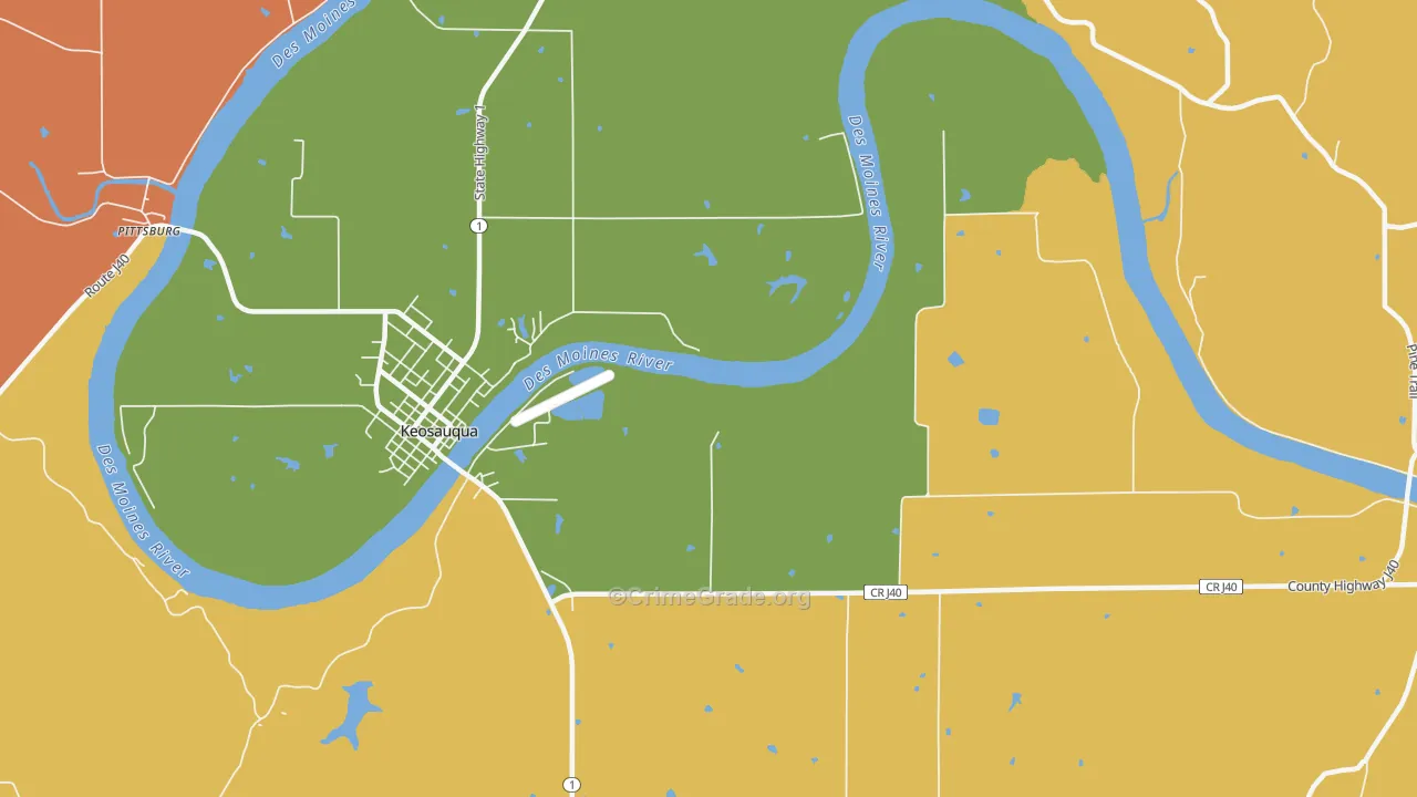 Lebanon, IA Map of Robbery Rates