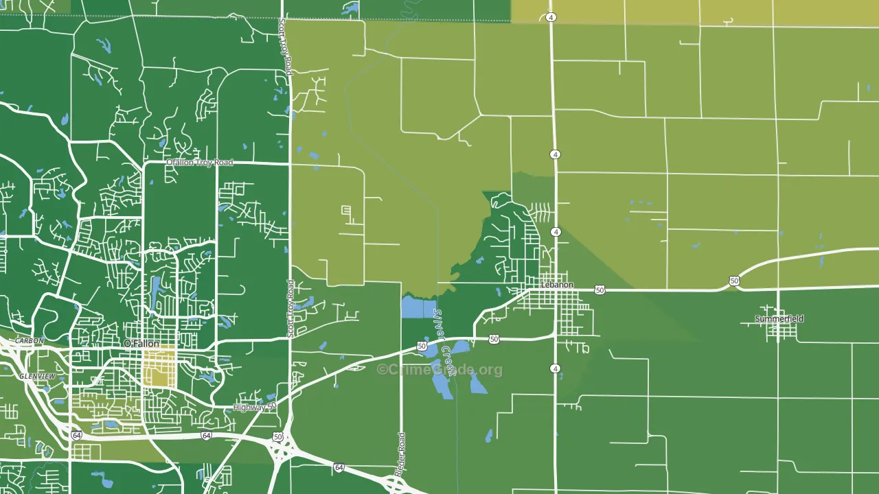 Lebanon, IL Map of Robbery Rates