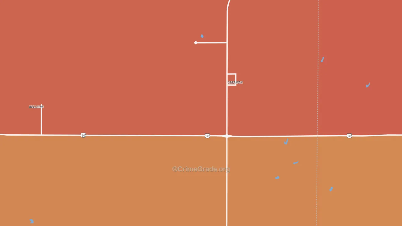 Lebanon, KS Map of Robbery Rates