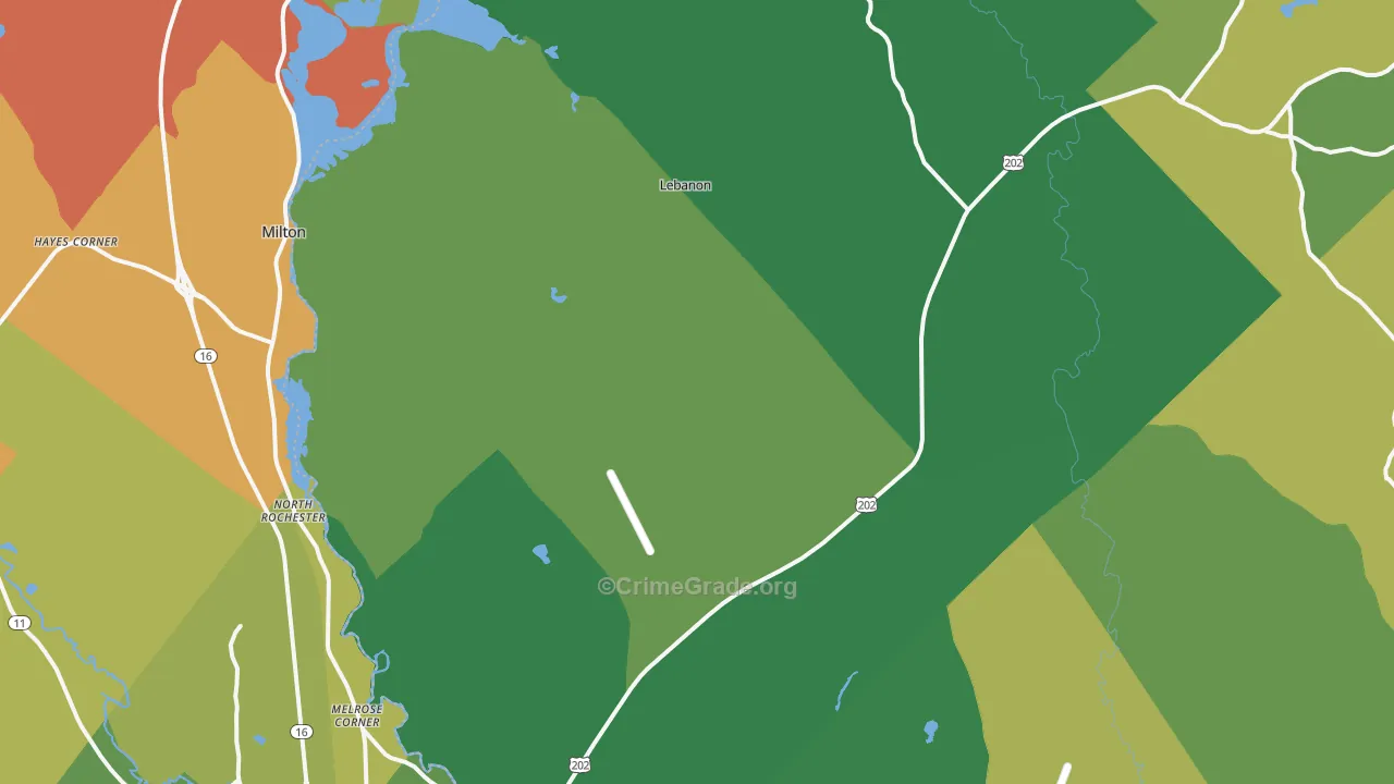 Lebanon, ME Map of Robbery Rates