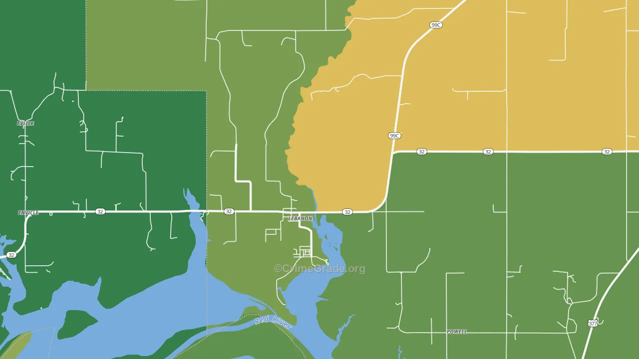 Lebanon, OK Map of Robbery Rates