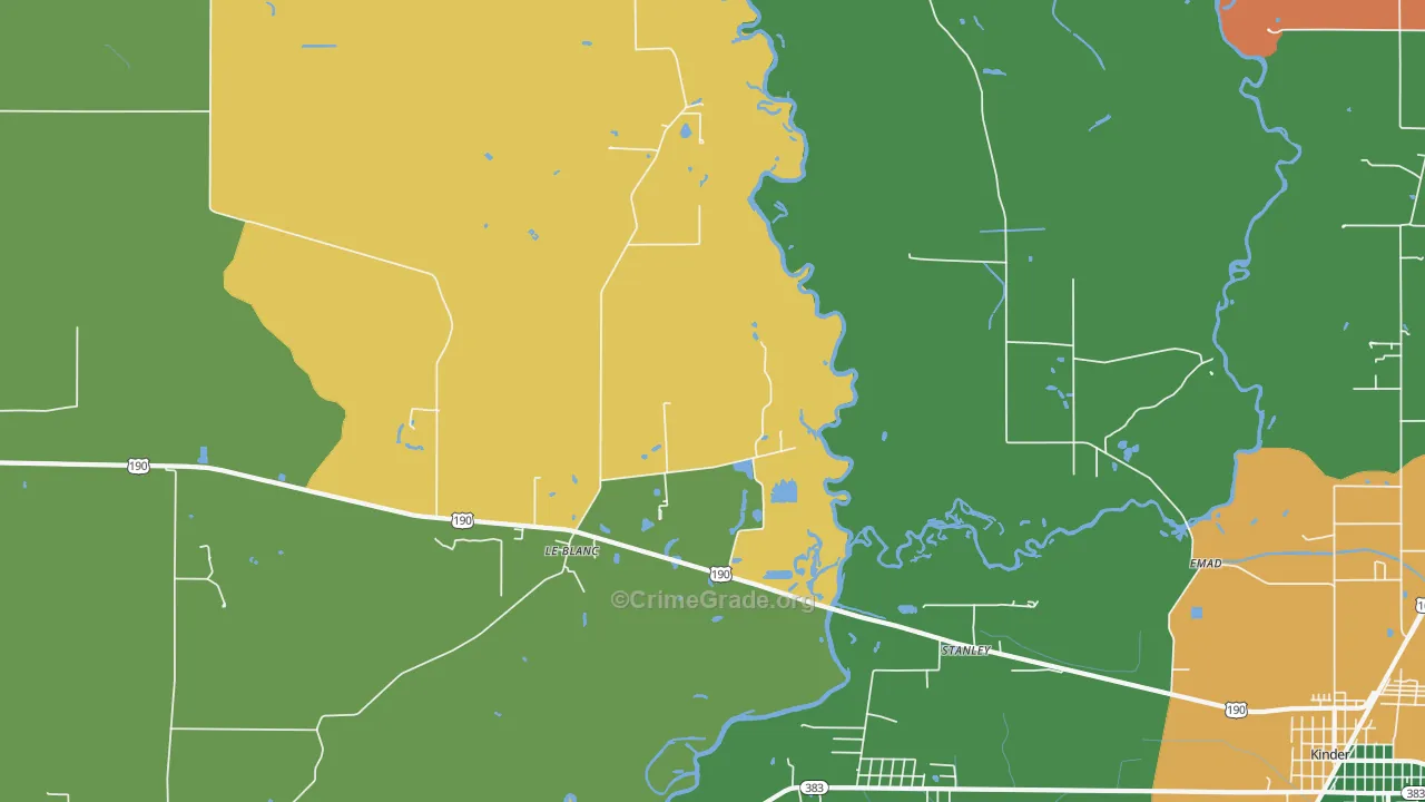 Leblanc, LA Map of Robbery Rates