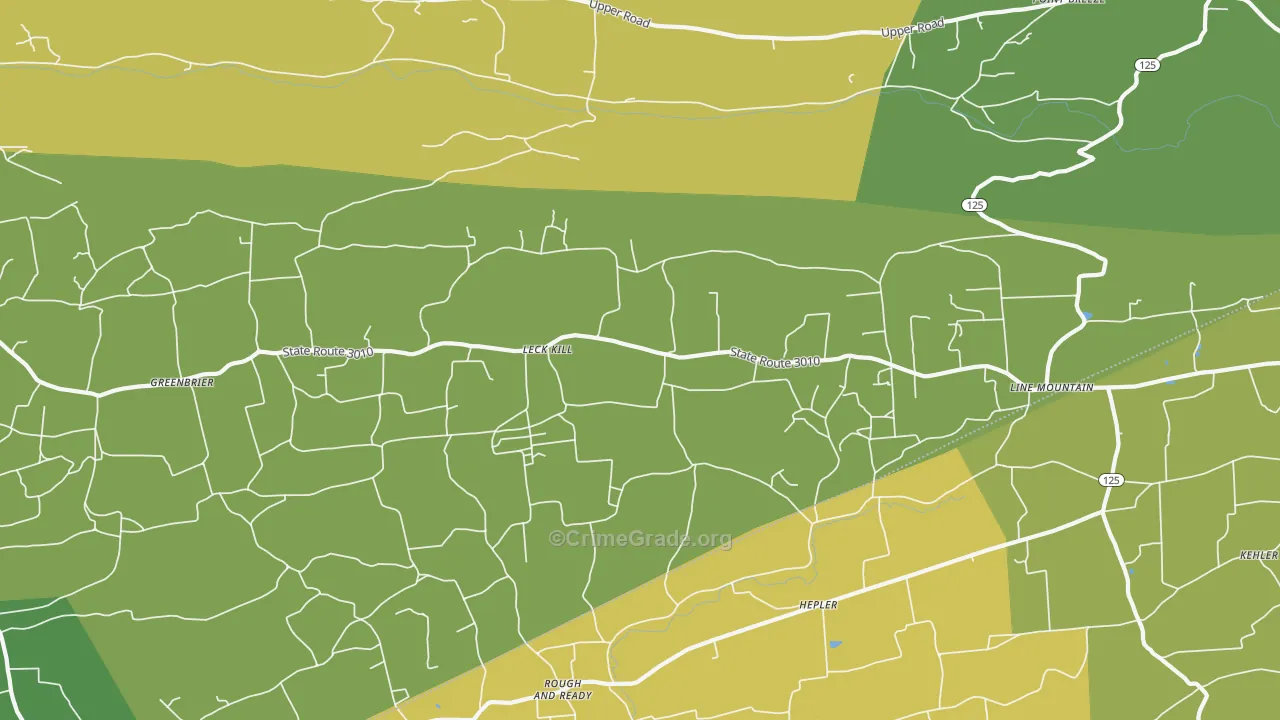 Leck Kill, PA Map of Robbery Rates