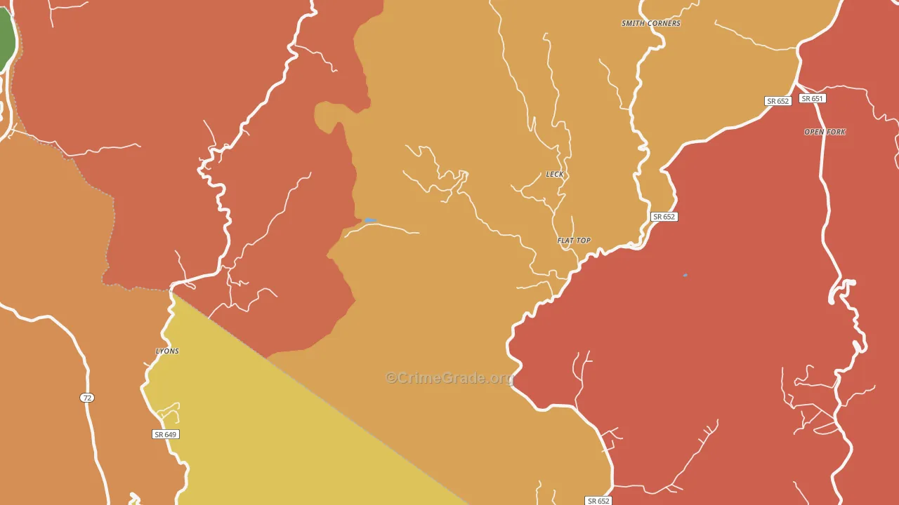 Leck, VA Map of Robbery Rates