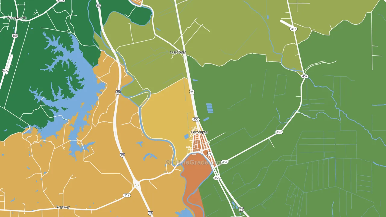 Lecompte, LA Map of Robbery Rates