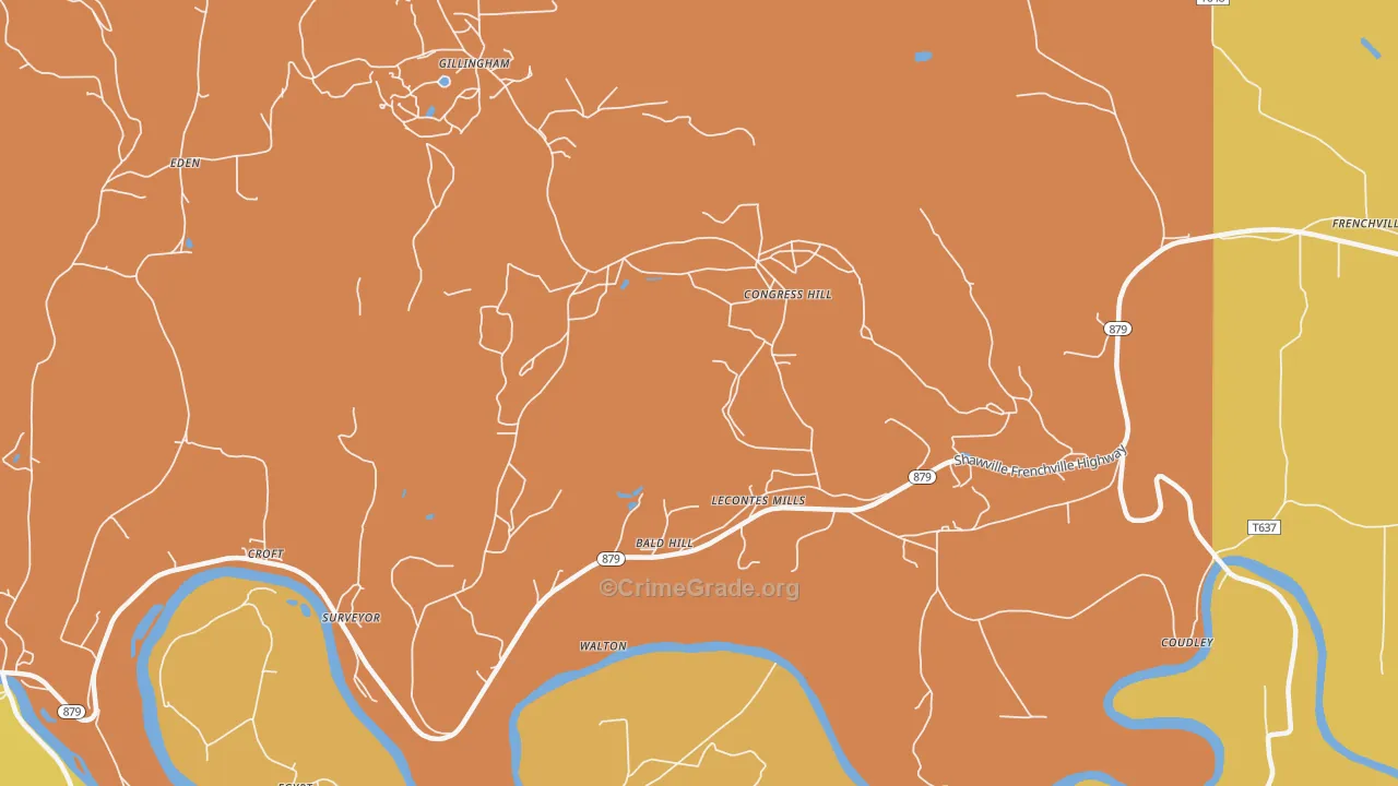Lecontes Mills, PA Map of Robbery Rates