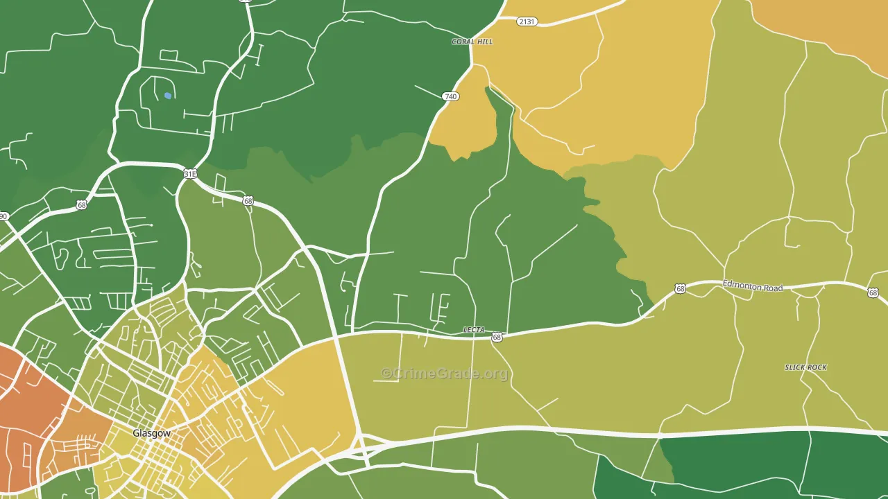 Lecta, KY Map of Robbery Rates