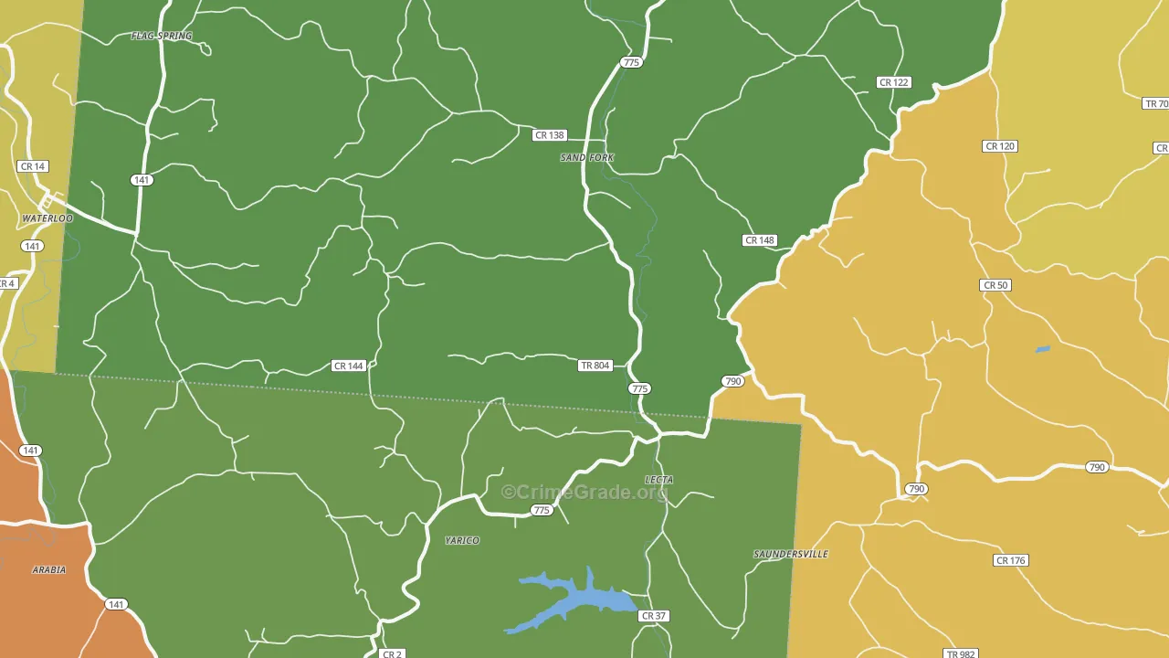 Lecta, OH Map of Robbery Rates