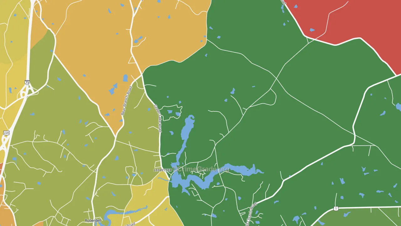 Ledbetter, NC Map of Robbery Rates