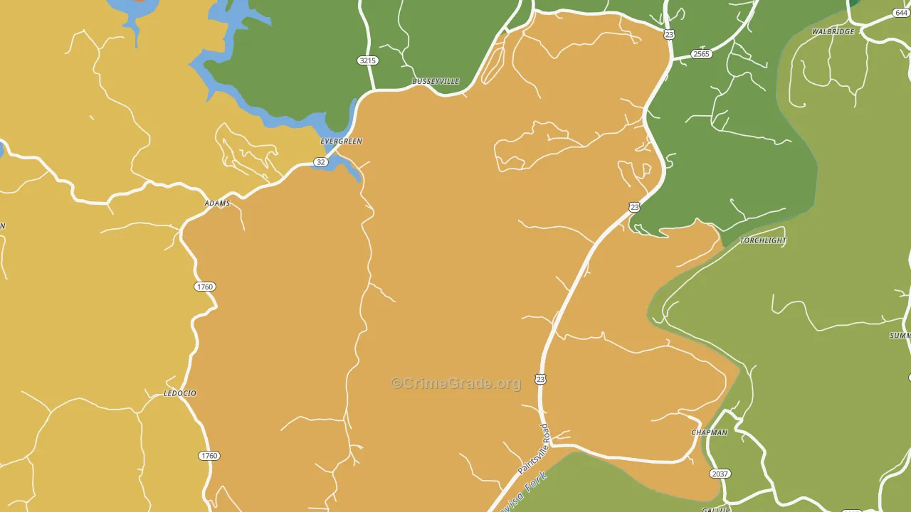 Ledocio, KY Map of Robbery Rates