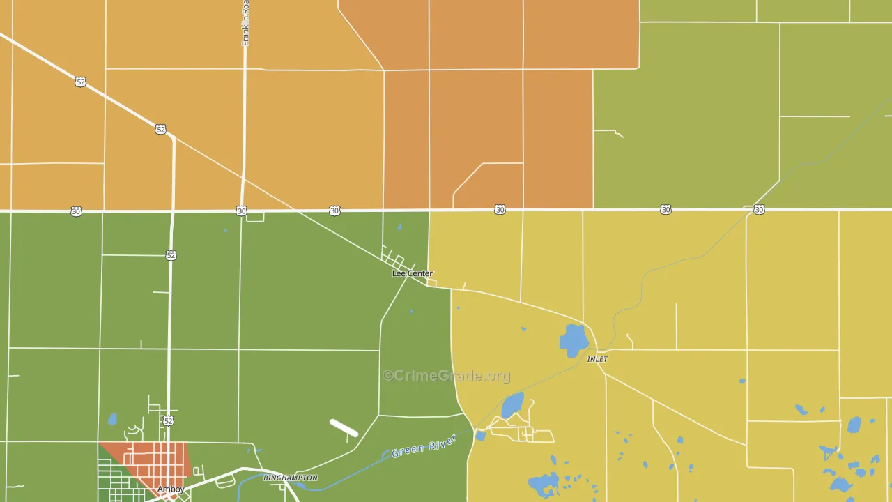 Lee Center, IL Map of Robbery Rates