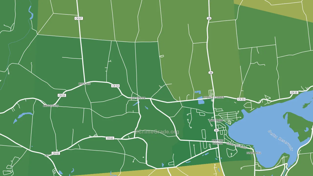 Lee Center, NY Map of Robbery Rates