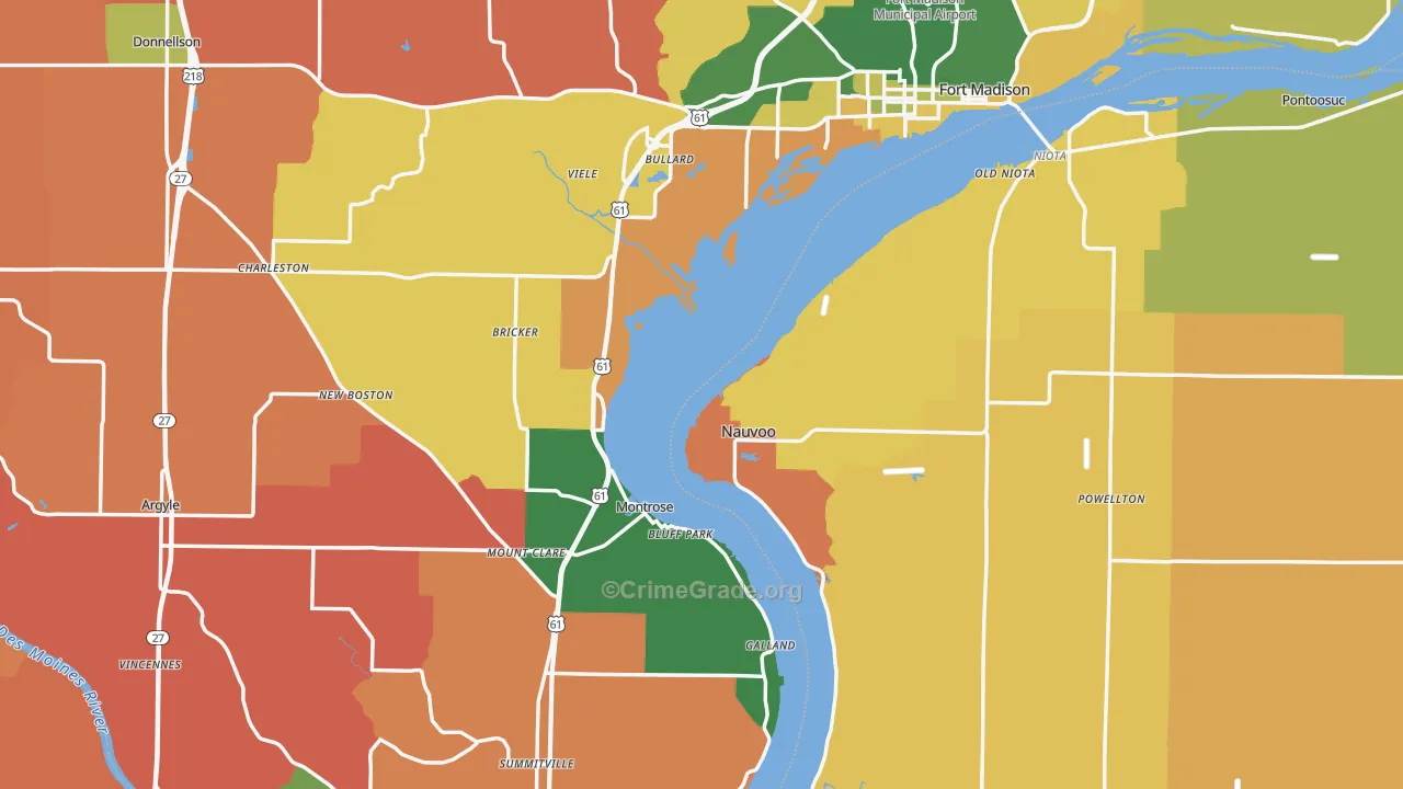 Lee County, IA Map of Robbery Rates