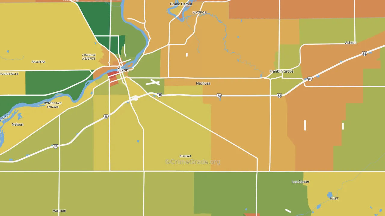 Lee County, IL Map of Robbery Rates