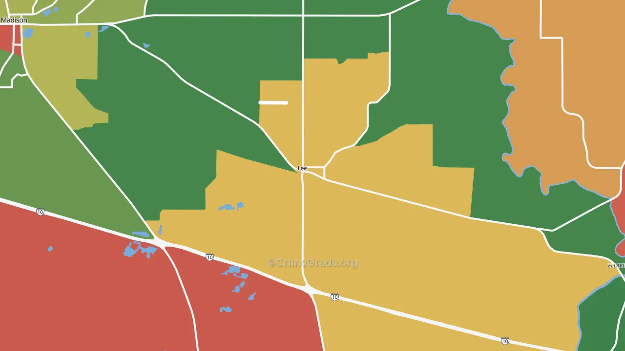 Lee, FL Map of Robbery Rates