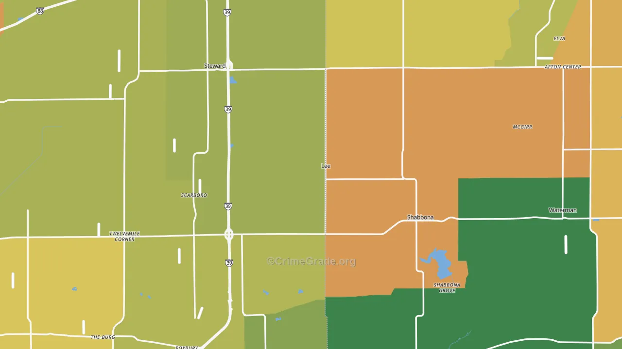 Lee, IL Map of Robbery Rates