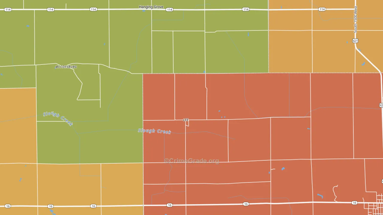 Lee, IN Map of Robbery Rates
