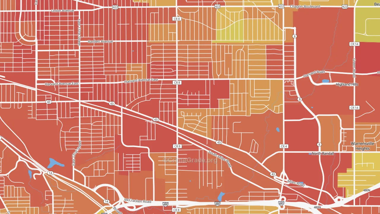 Lee-Miles, Cleveland, OH Map of Robbery Rates