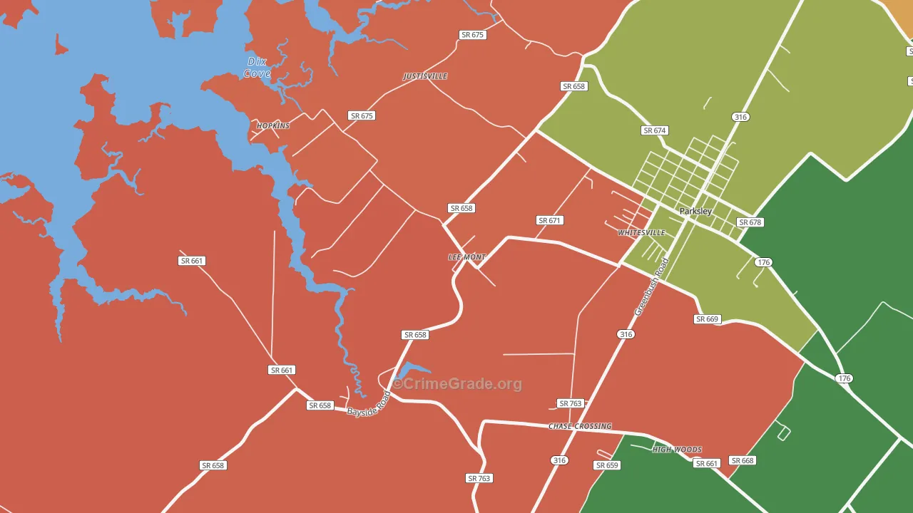 Lee Mont, VA Map of Robbery Rates
