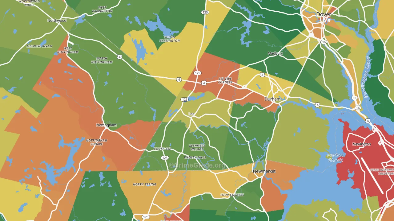 Lee, NH Map of Robbery Rates