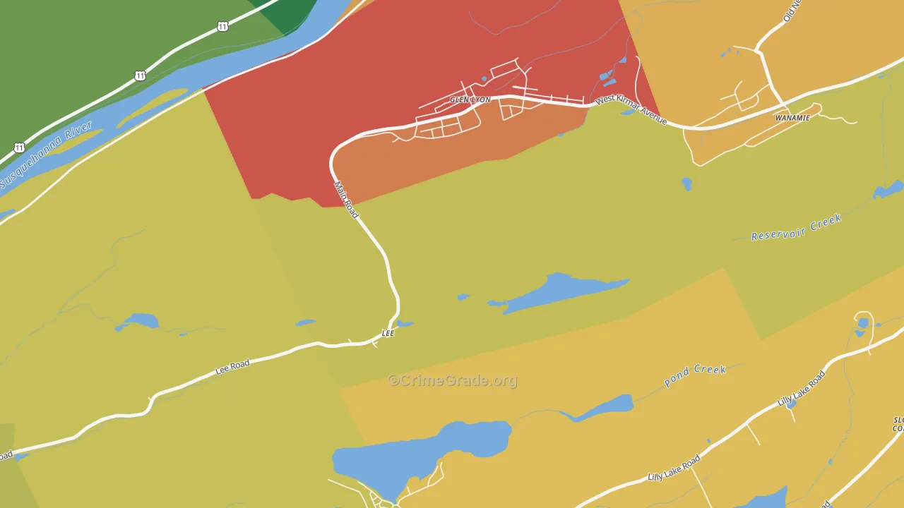 Lee, PA Map of Robbery Rates
