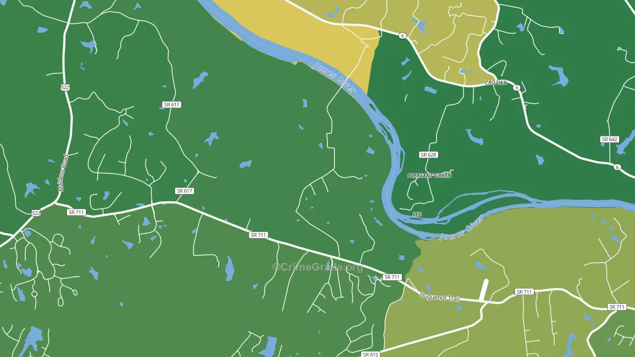 Lee, VA Map of Robbery Rates