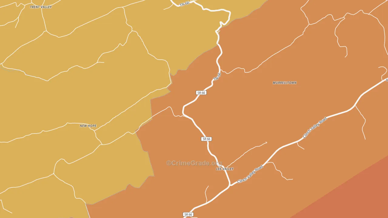 Lee Valley, TN Map of Robbery Rates