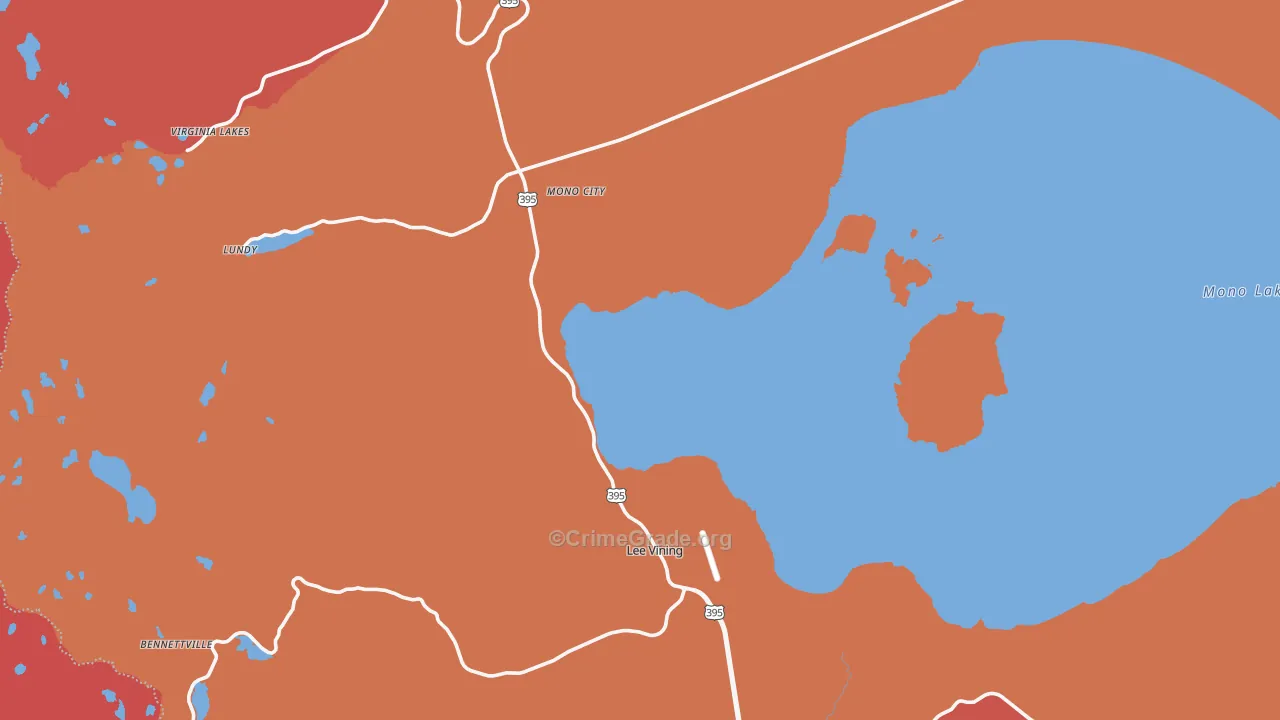 Lee Vining, CA Map of Robbery Rates