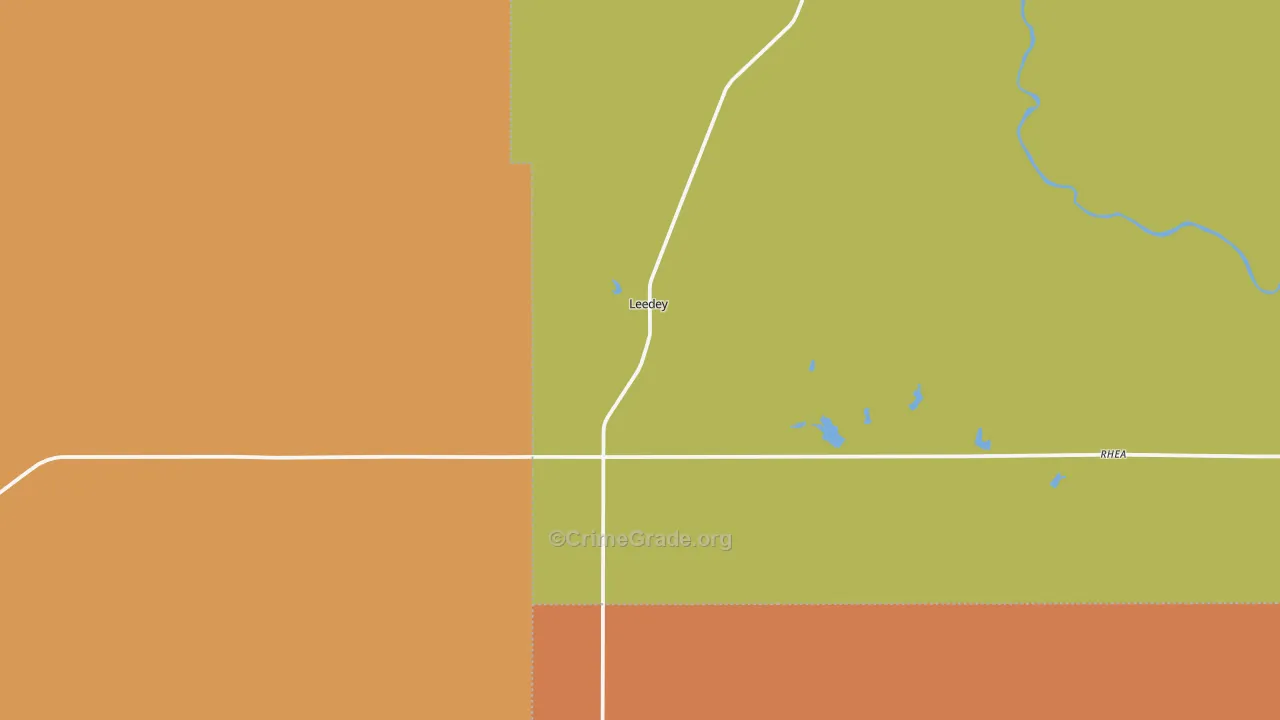Leedey, OK Map of Robbery Rates