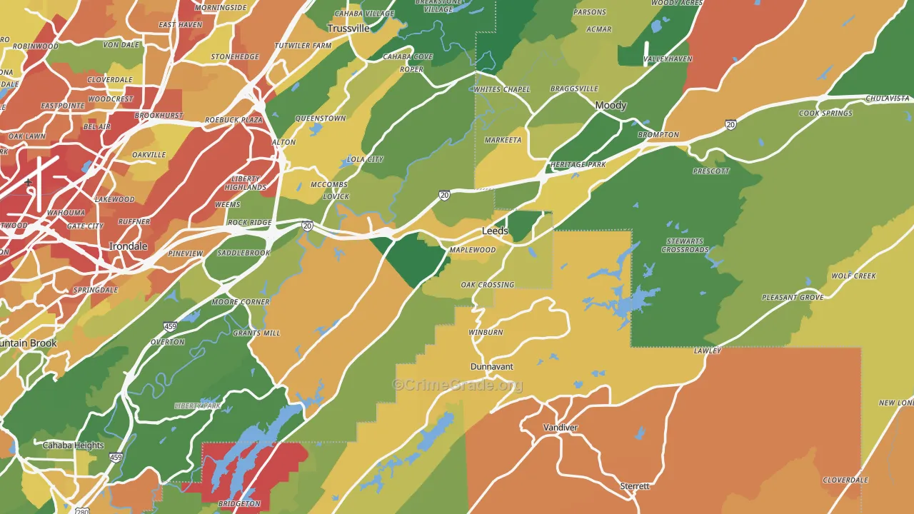 Leeds, AL Map of Robbery Rates