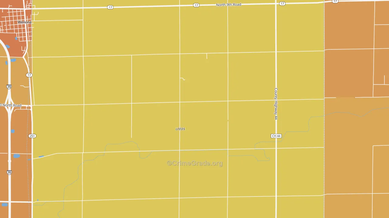 Leeds, IL Map of Robbery Rates